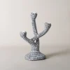 Bougeoir ceramique artistique en forme de cactus, motif à pois noirs pour une touche audacieuse dans votre salon.
