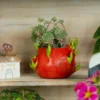 Jardinière en céramique rouge pitaya pour extérieur – idée déco pots de fleurs extérieur unique