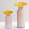 Vase en Verre Souffle – Serie Bicolore Jaune et Blanc Mat 1