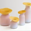 Vase en Verre Souffle – Serie Bicolore Jaune et Blanc Mat 3