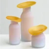 Vase en Verre Souffle – Serie Bicolore Jaune et Blanc Mat 5