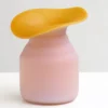 Vase en Verre Souffle – Serie Bicolore Jaune et Blanc Mat 7
