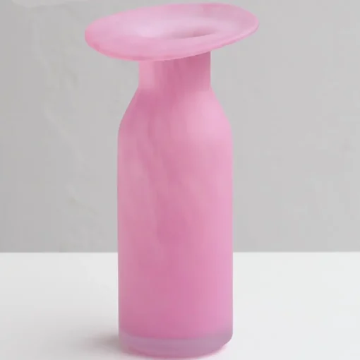 Vase en Verre Souffle – Serie Macaron Rose Mat 1