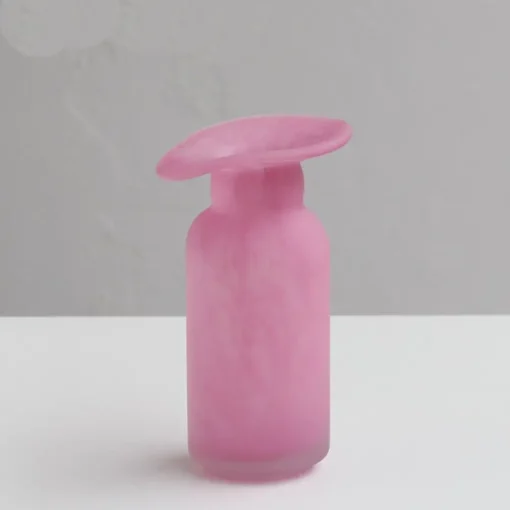 Vase en Verre Souffle – Serie Macaron Rose Mat 2