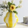 Vase en Verre Souffle – Serie Vintage Rayures Jaunes 2