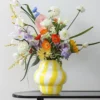 Vase en Verre Souffle – Serie Vintage Rayures Jaunes 3