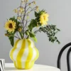 Vase en Verre Souffle – Serie Vintage Rayures Jaunes 4