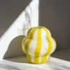 Vase en Verre Souffle – Serie Vintage Rayures Jaunes 5