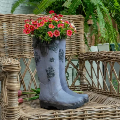 Pot de Fleur Bottes de Pluie en Resine 1