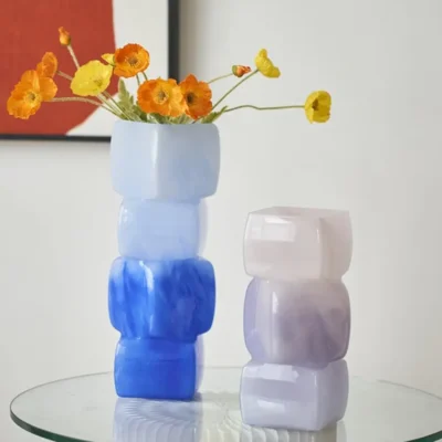 Vase en Verre Souffle – Serie Geometrique Degrade 1 1