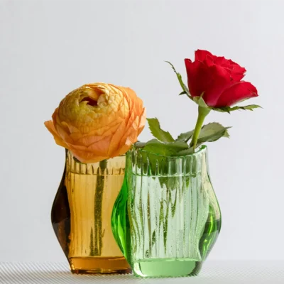 Vase en Verre Souffle – Serie Macaron Rose Mat 12