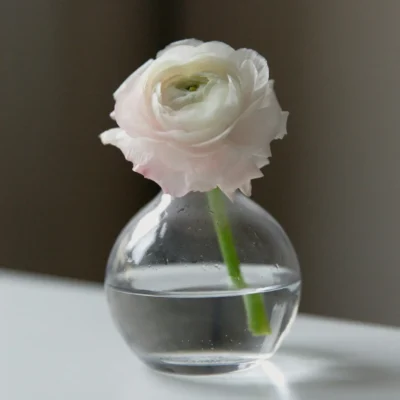 Vase en Verre Souffle – Serie Macaron Rose Mat 16