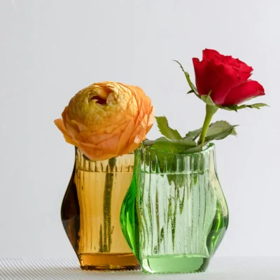 Vase en Verre Souffle – Serie Macaron Rose Mat 22