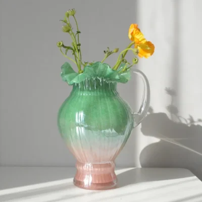 Vase en Verre Souffle – Serie Vintage Degrade avec Anse 3