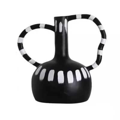Vase en Resine – Style Art Noir et Blanc 1 1