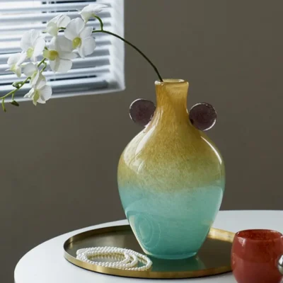 Vase en Verre Souffle – Serie Double Anses Degrade 4 1