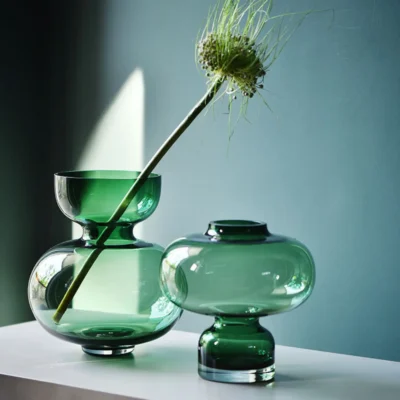 Vase en Verre Souffle – Serie Macaron Rose Mat 23