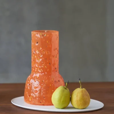 Vase en Verre Souffle – Serie Macaron Rose Mat 26