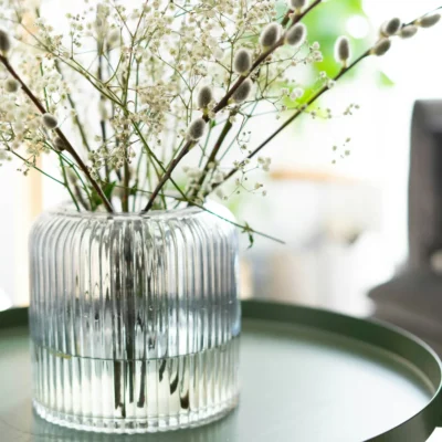 Vase en Verre Souffle – Serie Macaron Rose Mat 29