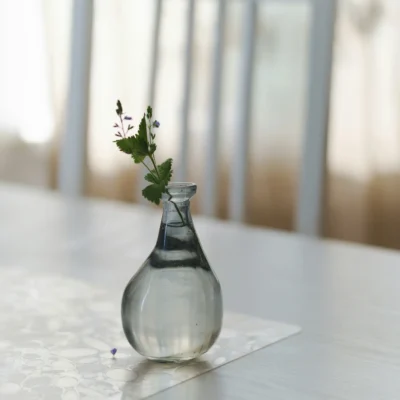 Vase en Verre Souffle – Serie Macaron Rose Mat 44