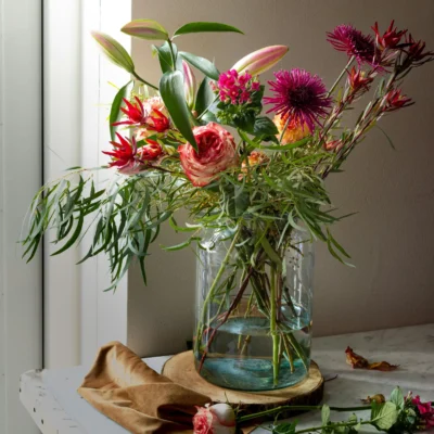 Vase en Verre Souffle – Serie Macaron Rose Mat 64