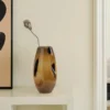 grand vase décoratif haut marron moucheté