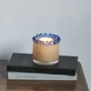 vase à bougie crème à bord bleu